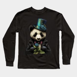 Panda wearing Top Hat Long Sleeve T-Shirt